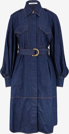 Zimmermann Mittellanges Hemdkragen-Kleid aus Denim
