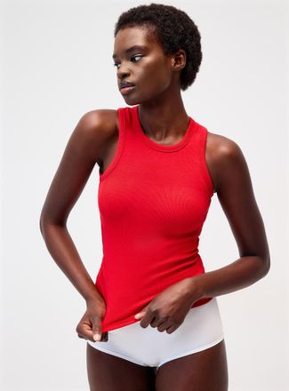 Miiyu Womens Ribbed crew-neck Cami Top