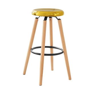 SoBuy Sobuy - Taburete De Bar De Dise&ntilde;o Con Reposapi&eacute;s Silla De Bar Taburete De Cocina Trona Patas De Haya, Dorado 39x39x73 Cm Fst89-g Es