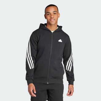 adidas Mens Future Icons 3-Stripes Full Zip Hoodie - Black Cotton - Size X-Small