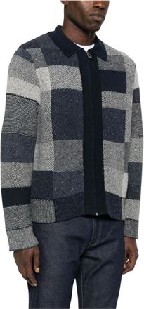 Paul Smith Truien & Vesten, Heren, Blauw, M, Katoen, Tonaal Patchwork Cardigan met Rits