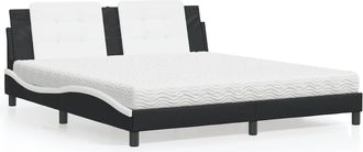 vidaXL Cama Con Colch&oacute;n Zadar Cuero Sint&eacute;tico Negro Y Blanco 180x200 Cm Vidaxl