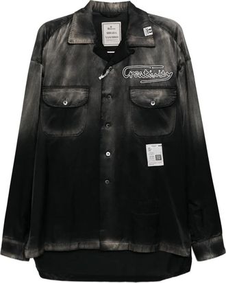 Miharayasuhiro Satijnen overhemd met vervaagd effect - Zwart