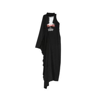 Balenciaga One-shoulder Graphic-print Maxi Dress