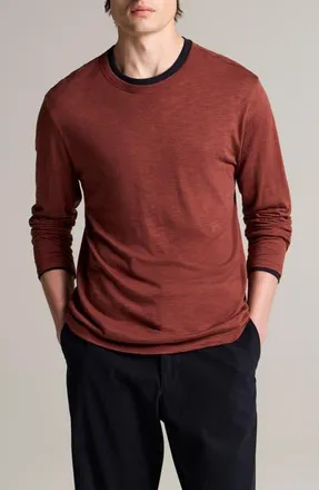 Vince Fine Slub Layered Look Long Sleeve Pima Cotton T-Shirt in Deep Satin/coastal at Nordstrom, Size Xx-Large