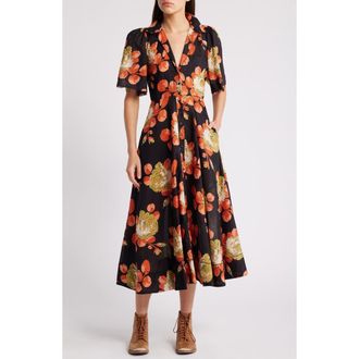 The Great. The Bridge Floral Print Dress in Cabbage Rose Print at Nordstrom Rack, Size 3