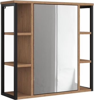 Vicco Armario Con Espejo Para Ba&ntilde;o Linara, Roble/negro, 60 X 60 Cm, Vicco