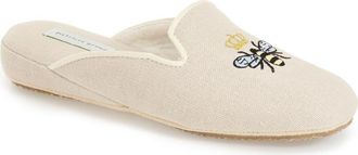 Patricia Green Queen Bee Embroidered Slipper in Natural at Nordstrom, Size 10