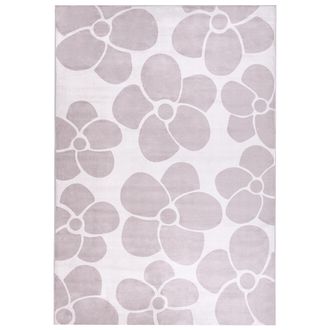 Beliani Alfombra De Tela 140 X 200 Cm Motivo Floral Sala De Estar Dormitorio Base Antideslizante Apta Para Calefacci&oacute;n Por Suelo Radiante Beige Akyaka