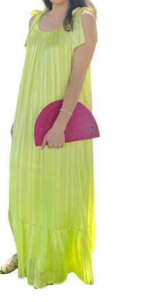 Adrienne Tie Sleeve Maxi Dress In Lemon
