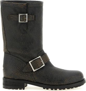 Jimmy Choo London Black Textured Biker Boots