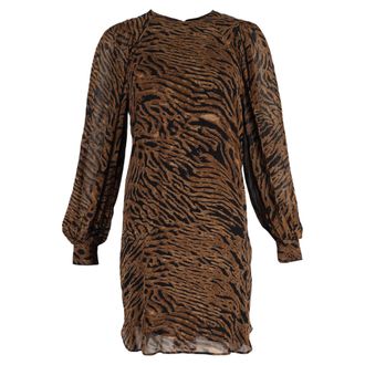 Ganni Ganni Tiger Print Shift Dress In Brown Viscose