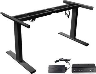 OEM Estructura De Escritorio El&eacute;ctrica Regulable En Altura, Dise&ntilde;o De Doble Motor, Construcci&oacute;n Robusta De Acero, Color Negro, Tres Secciones