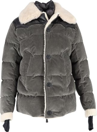 Moncler Pre-owned Womens Roubion Shearling-Trimmed Jacket in Grey Cotton - Size Large