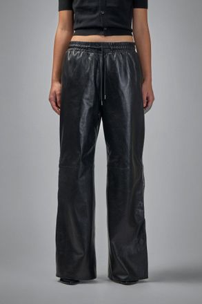 R13 Wide Leg Leather Pant With Trapunto Stitching