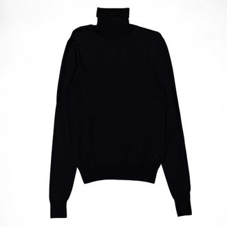 Saint Laurent Womens Black Turtleneck Wool Pullover, Size Medium