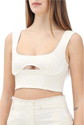 Patrizia Pepe White Viscose Linen Top
