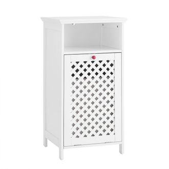 SoBuy SoBuy Bathroom Cabinet with Laundry Basket and Open Niche - Toilet Storage Cabinet in E1 MDF & Non-Woven Fabric, 30kg Capacity, Openwork Doors with