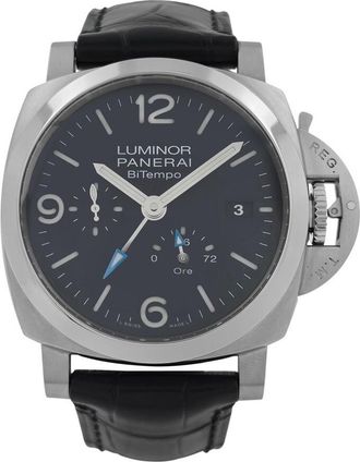 Officine Panerai Pre-owned Panerai Luminor Bitempo GMT Black Dial Mens Watch PAM01360