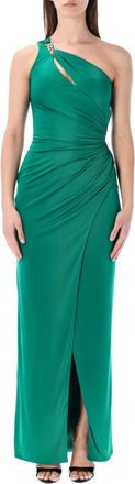 Versace Green One Shoulder Draped Dress