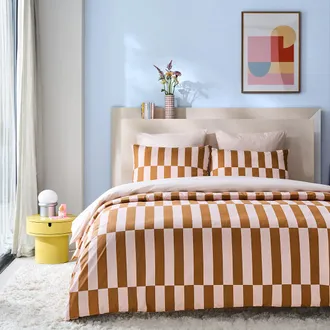 La Redoute Interieurs Kussensloop in 50% gerecycled katoen, geometrische print, TABAKA CARAMEL