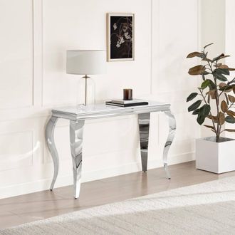 Furniturebox Skye White Marble Glass & Metal Console Table