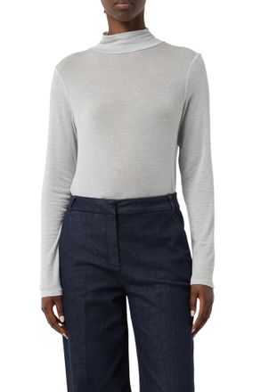 Comma Langarmshirt COMMA, Damen, Gr. 40, grau (light grau), Single Jersey, Obermaterial: 76% Lyocell, 19% Wolle, 5% Elasthan, unifarben, regular fit taillen