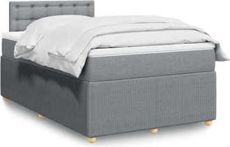 vidaXL Cama Box Spring Con Colch&oacute;n Tela Gris Claro 120x190 Cm Vidaxl