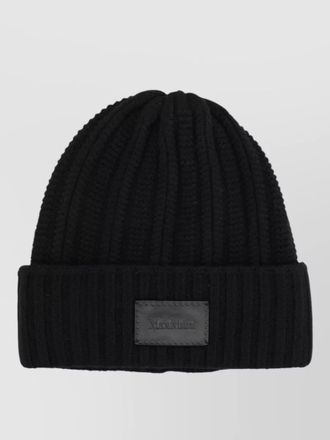Max Mara cashmere logo cap ribbed cuff design