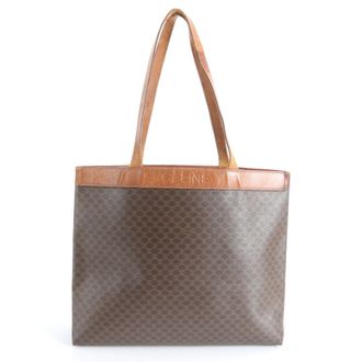 Celine Brown Leather Coated Canvas Shoulder Bag Tote Bag (Pre-Owned)