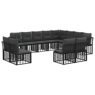 vidaXL Conjunto De Sof&aacute;s De Exterior Negro Y Gris Oscuro Poli&eacute;ster Vidaxl