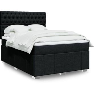vidaXL Cama Box Spring Con Colch&oacute;n Tela Negro 140x190 Cm Vidaxl