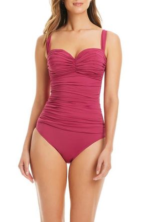 Bleu Rod Beattie Kore Shirred Underwire One-Piece Swimsuit in Lychee at Nordstrom, Size 10