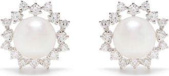 Tasaki 18kt white gold Akoya diamond earrings - unisex - Akoya Pearl/Diamond/18kt White Gold - One Size - Silver