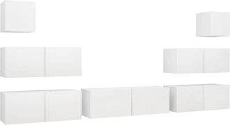vidaXL Vidaxl - Set De Muebles De Sal&oacute;n Tv 7 Piezas Madera De Ingenier&iacute;a Blanco