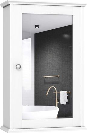 Costway Armario De Ba&ntilde;o Mueble Con Espejo De Pared Con Estante Gabinete Multiusos De Almacenamiento Organizador 34x15x53cent&iacute;metros - Costway