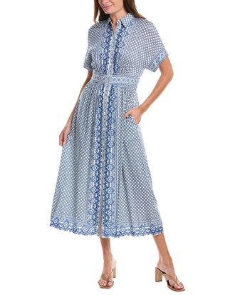 Max Studio Short Sleeve Button Front Midi Dress