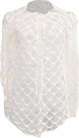 Isabel Marant Embroidered Lace Long Sleeve Top in White Cotton