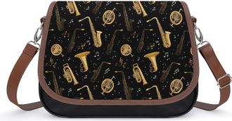 Generic Music Trombone Saxophone Crossbody Bags for Women Shoulder Messenger Bag Purse Handbags