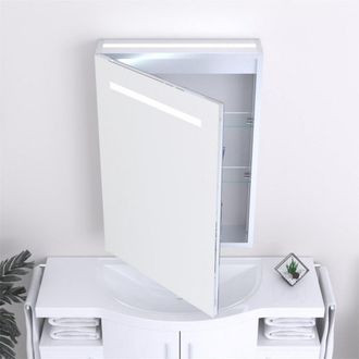 Clifton 70cm Tall LED (Top) Bathroom Mirror Cabinet in Natural