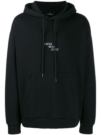 Marcelo Burlon rear logo print hoodie - men - Cotton/Cellulose/Polyester - S - Black