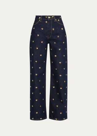 Ulla Johnson The Willow Embellished Wide-Leg Jeans