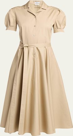 Alexander McQueen Responsible Cotton Puff-Sleeve Midi Shirtdress