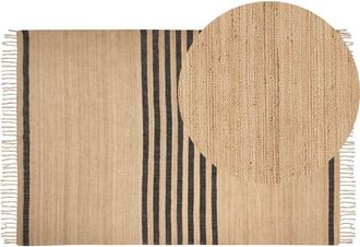 Beliani Beliani - Alfombra de yute natural trenzado estilo boho patrón con rayas beige 200 x 300 cm Ericek
