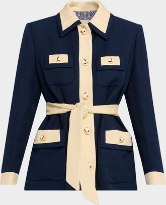 Valentino Garavani Bi-Color Belted Single-Breasted Jacket