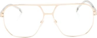 Carrera logo-engraved pilot-frame glasses - men - Metal/Acetate - 60 - Gold