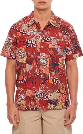 Kardo All-Over Patchwork Cotton Bowling Shirt with Classic Collar