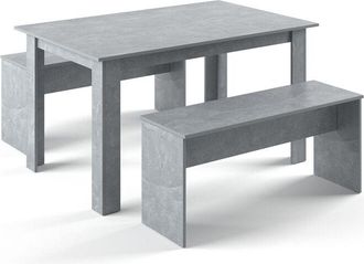 Vicco Set de mesa de comedor Sentio, Hormigón, 90 x 140 cm con 2 bancos