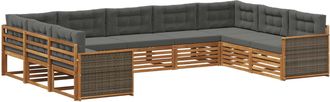 vidaXL Conjunto De Sof&aacute;s De Exterior 9 Uds. Natural Y Antracita Vidaxl