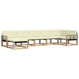 vidaXL Conjunto De Sof&aacute;s De Exterior Con Coj&iacute;n 7 Pcs Blanco Y Crema Vidaxl